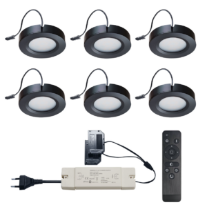Set LED-opbouwspot met afstandsbediening Adria zwart 3W dimbaar  1-12 stuks
