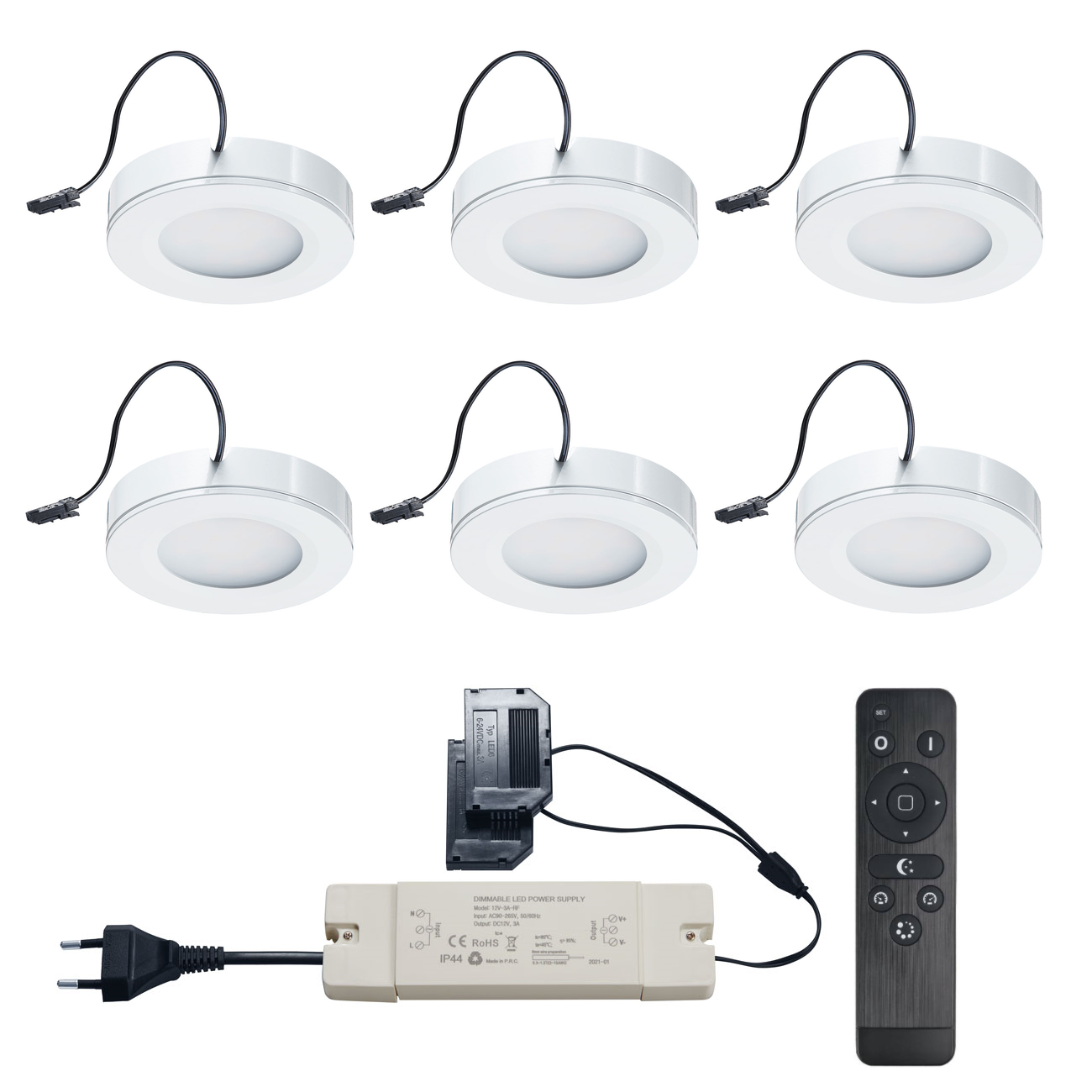 uitlijning optellen Gearceerd Set LED-opbouwspot met afstandsbediening Adria wit 3W dimbaar IP44 1-12  stuks - Ledwereld.nl