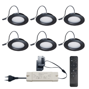 Set LED-inbouwspot met afstandsbediening Modena zwart 3W dimbaar  1-12 stuks