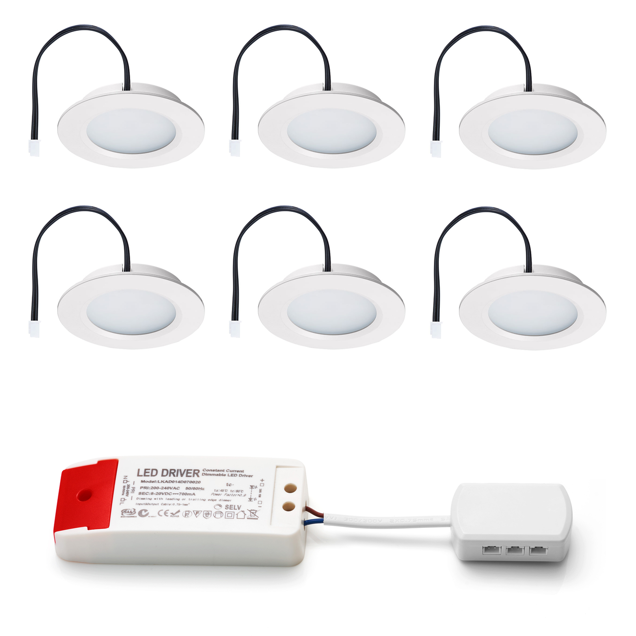 Email schrijven auteursrechten Wafel Set LED-inbouwspot Modena wit 3W dimbaar IP44 3-6 stuks | Led Wereld