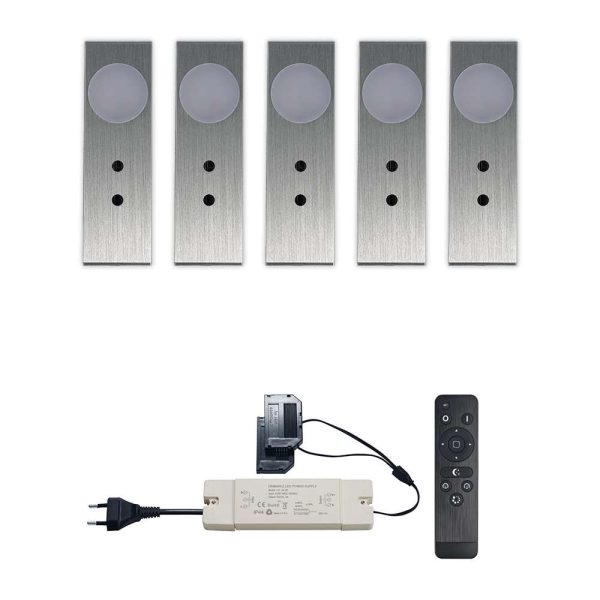 Set LED-opbouwspot met afstandsbediening Ludo zilver 3W 2700K