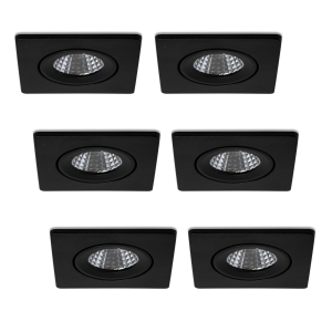 LED-inbouwspot set 6 stuks Locco zwart 3W dimbaar