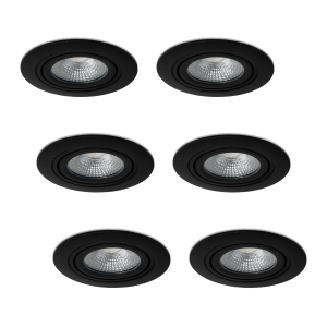 LED-inbouwspot set 6 stuks Mezzano zwart 5W dimbaar