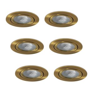 LED-inbouwspot set 6 stuks Vivaro goud dimbaar