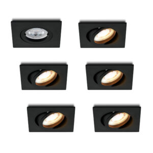 Complete set 6 stuks LED-spot Felice zwart GU10 dimbaar 4.2 Watt